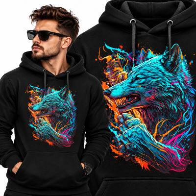 BLUZA Z KAPTUREM ZWIERZĘTA  BAD WILK